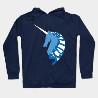 BLUE AND WHITE SCOTTISH UNICORN WITH SCOTLAND TEXT MANE Hoodie